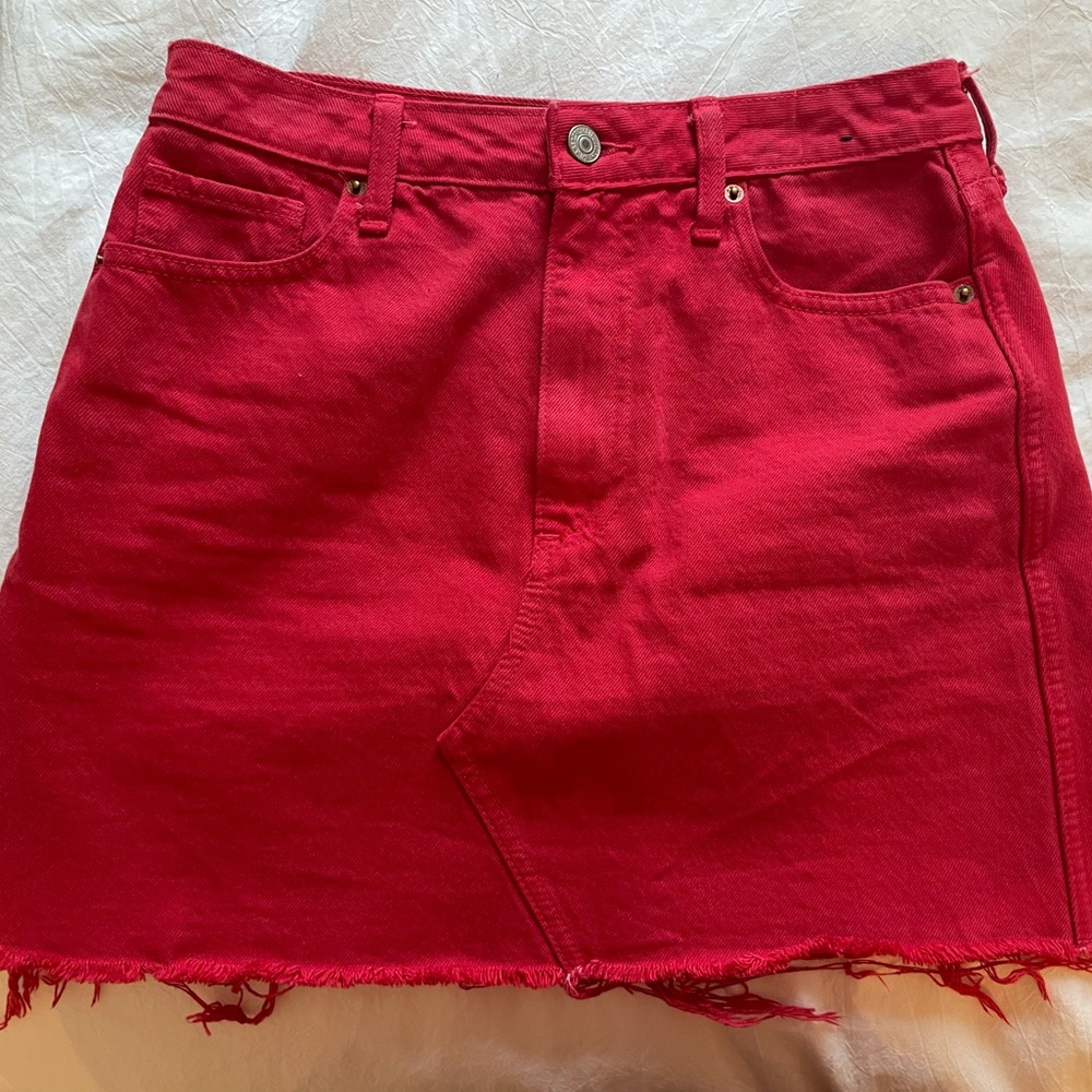Red Denim Mini Skirt (Abercrombie)